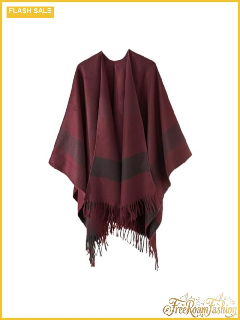 Women's Shawl Wrap Poncho Cape Cardigan Open Front Tassels One Size